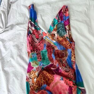 FARM Rio Animal Collage Button Down Midi Dress S